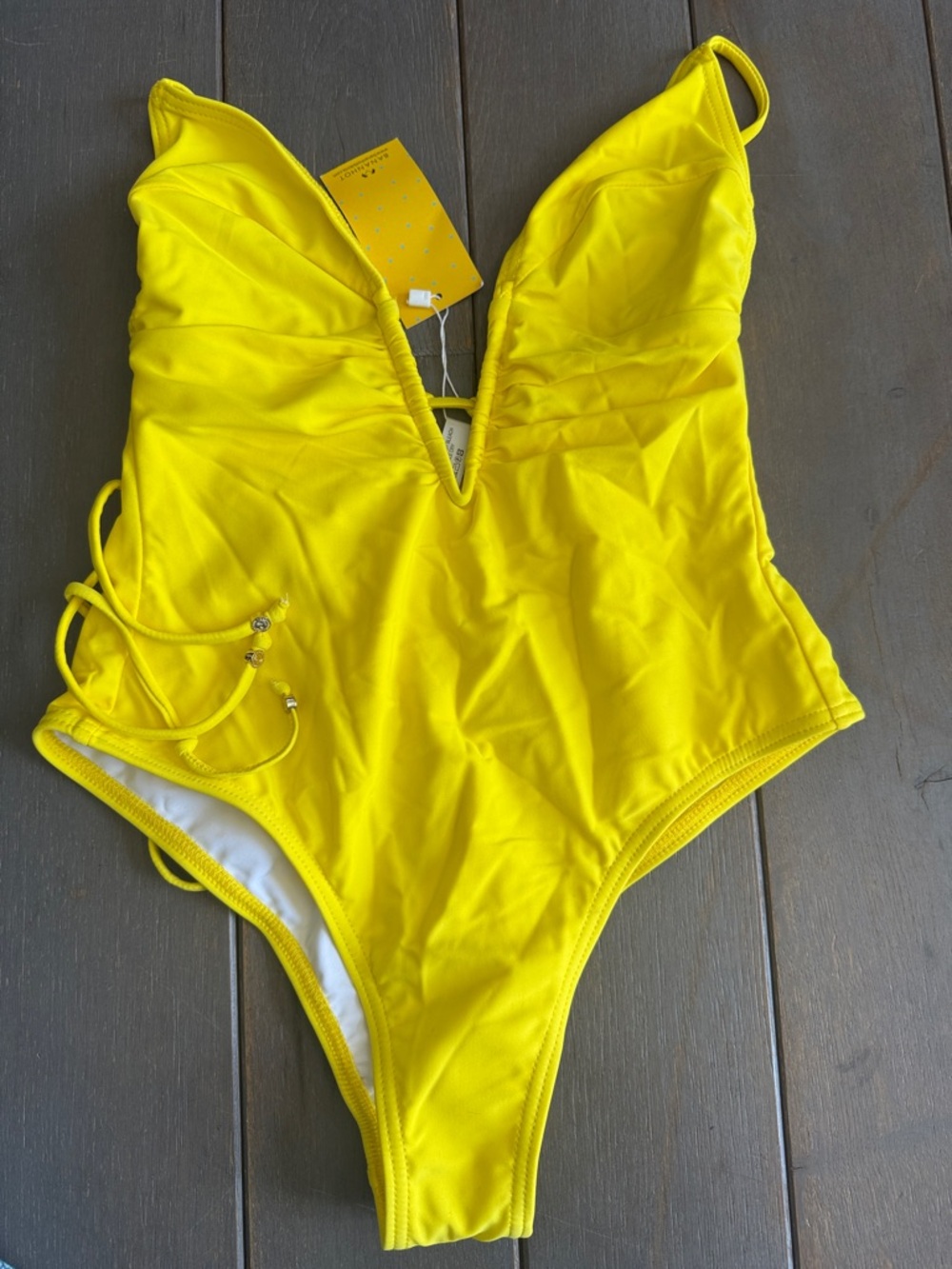 Bananhot Yellow plunge One-Piece Swimsuit S